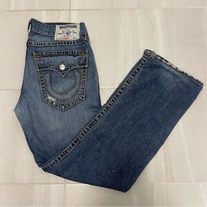 True Religion Jeans Men’s 33 Blue Straight With Flaps